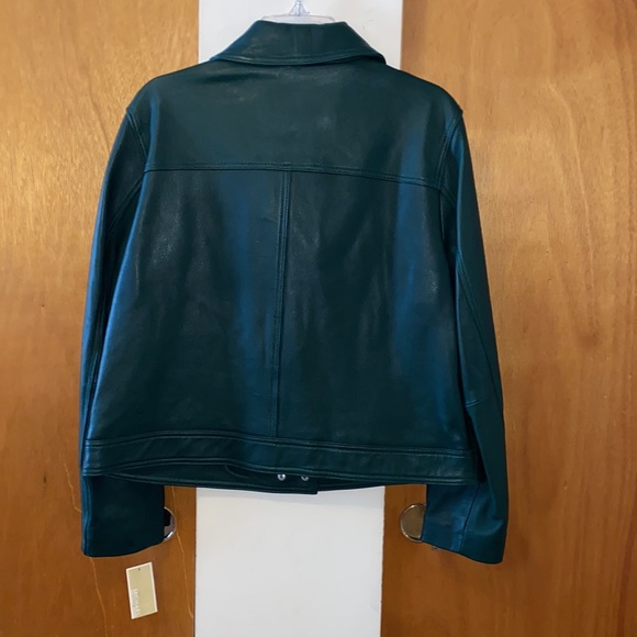 💚NWT Michael Kors Green Heavy Genuine Leather Moto Jacket - Picture 10 of 16